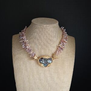 Vintage NAPIER. Faux Pastel Pearls With Abalone Medallion. Like New!